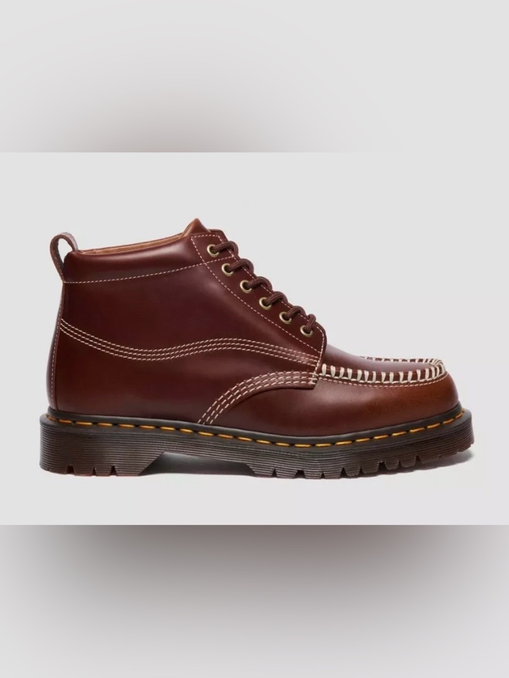 Dr. Martens Men's Dark Brown Leather Chukka Boot with Contrast Stitching
